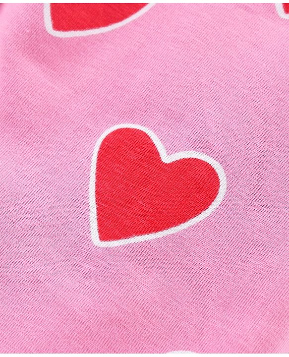 Babyhug Cotton Lycra Knit Full Length Leggings with Heart & Polka Dots Print Pack of 3 - Blue & Pink