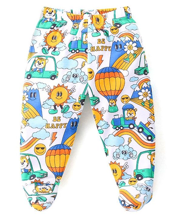 Babyhug Interlock Knit Bootie Leggings with Striped Tiger & Cow Print Pack of 3 - Multicolour