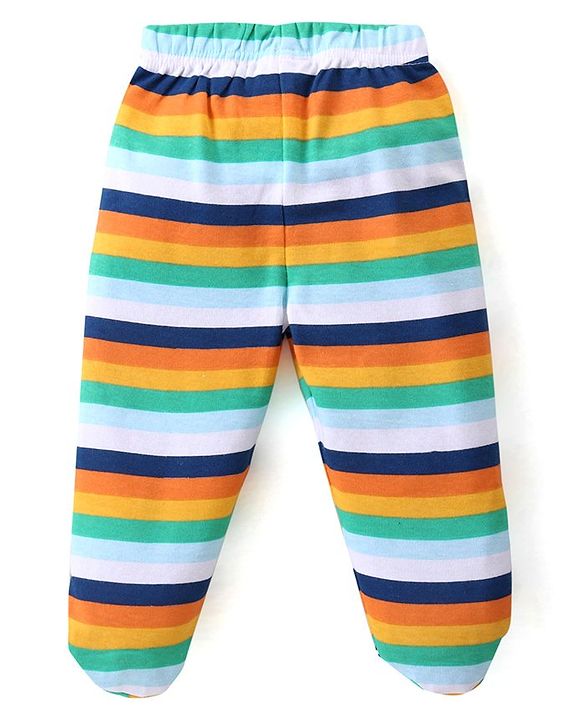 Babyhug Interlock Knit Bootie Leggings with Striped Tiger & Cow Print Pack of 3 - Multicolour