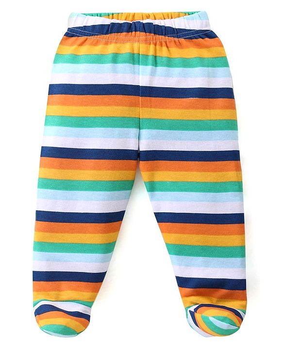 Babyhug Interlock Knit Bootie Leggings with Striped Tiger & Cow Print Pack of 3 - Multicolour