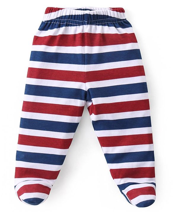 Babyhug Interlock Cotton Knit Striped Footed Bootie Leggings with Koala Bear Print Pack of 3 - Multicolour