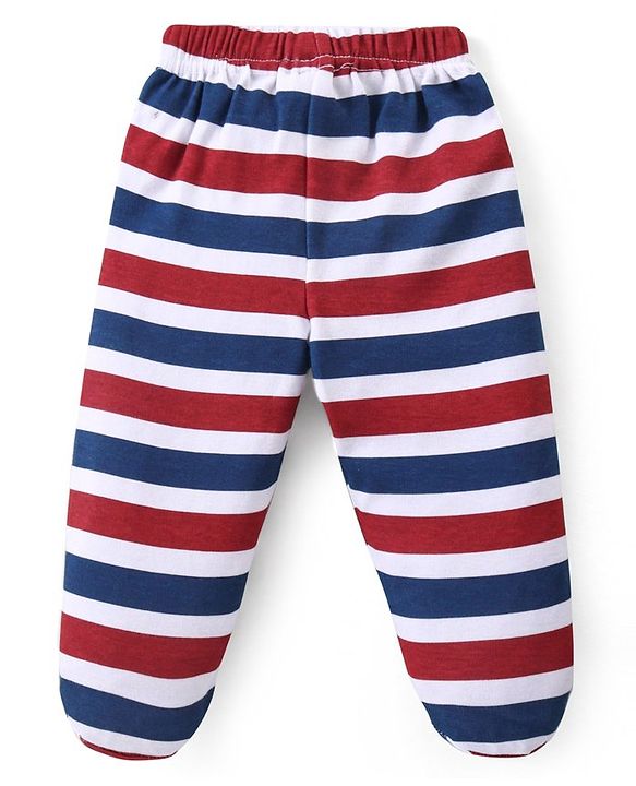 Babyhug Interlock Cotton Knit Striped Footed Bootie Leggings with Koala Bear Print Pack of 3 - Multicolour