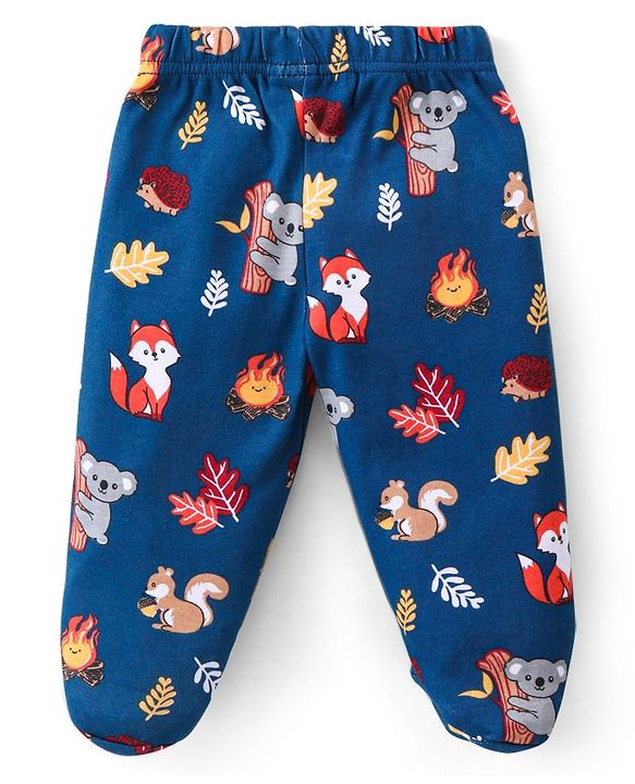 Babyhug Interlock Cotton Knit Striped Footed Bootie Leggings with Koala Bear Print Pack of 3 - Multicolour