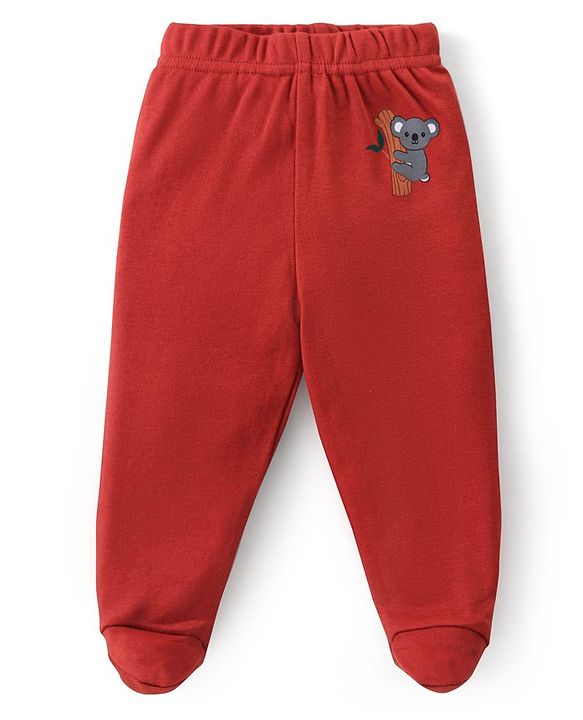 Babyhug Interlock Cotton Knit Striped Footed Bootie Leggings with Koala Bear Print Pack of 3 - Multicolour