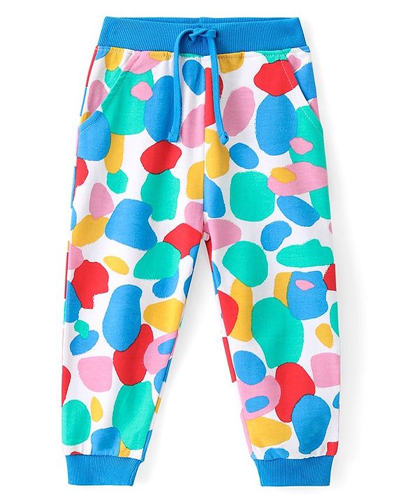 Babyhug Cotton Terry Full Length Lounge Pants Abstract Print - Multicolour