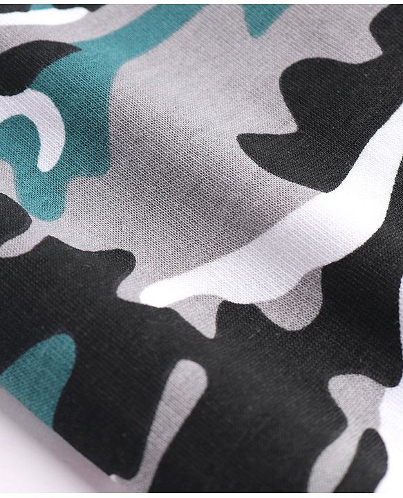 Babyhug Terry Cotton Knit Full Length Lounge Pant with Camouflage Print - Blue