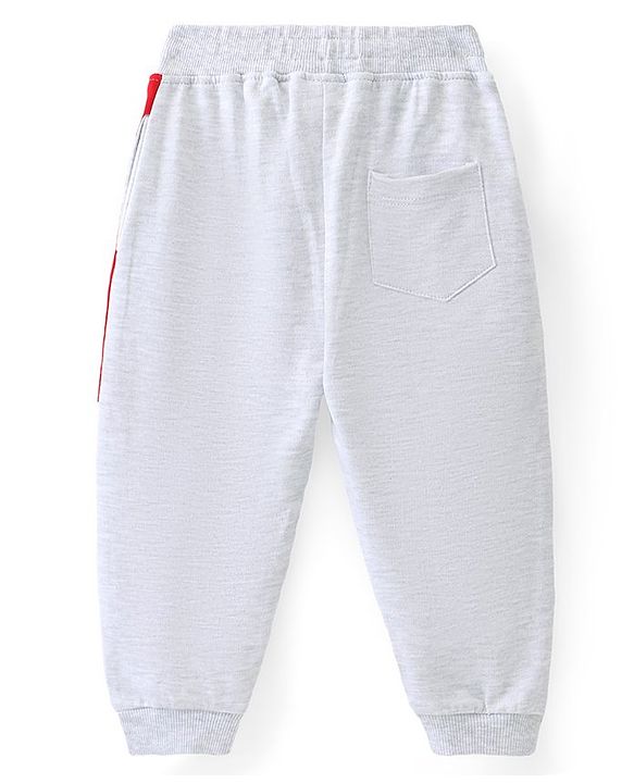 Babyhug Cotton Terry Knit Full Length Lounge Pant with Text Print - Grey