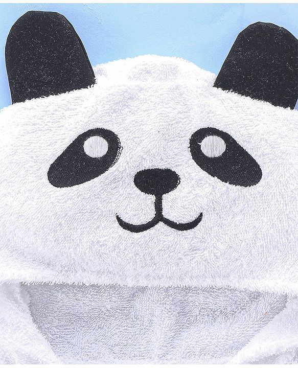 Babyhug Woven Terry Full Sleeve Bathrobe with Panda Print- White