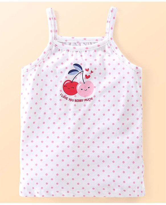 Babyhug 100% Cotton Knit Singlet Sleeves Slips Floral & Fruits Print Pack of 3 - White Pink & Blue