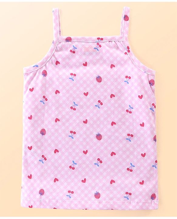 Babyhug 100% Cotton Knit Singlet Sleeves Slips Floral & Fruits Print Pack of 3 - White Pink & Blue