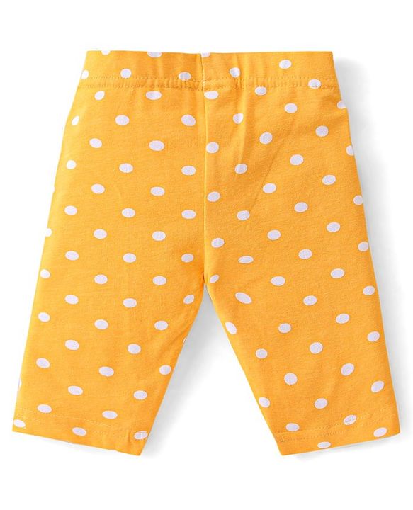 Babyhug Cotton Lycra Three Fourth Leggings with Polka Dots & Floral Print Pack of 3 - Multicolour