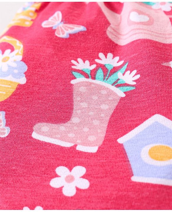 Babyhug Cotton Lycra Knit  Three Fourth Leggings with Floral & Polka Dots Print  Pack of 3 - Pink Yellow & White