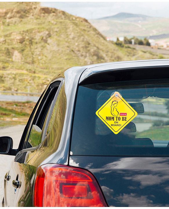 Babyhug Mom To Be On Board And Baby On Board Car Safety Sign With Suction Cup Pack Of 2 - Yellow
