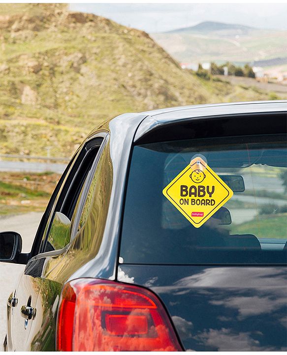 Babyhug Mom To Be On Board And Baby On Board Car Safety Sign With Suction Cup Pack Of 2 - Yellow