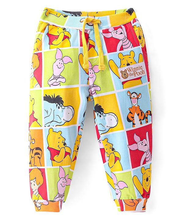 Babyhug Disney Terry Knit Full Length Track Pant with Winnie The Pooh Print - Multicolor
