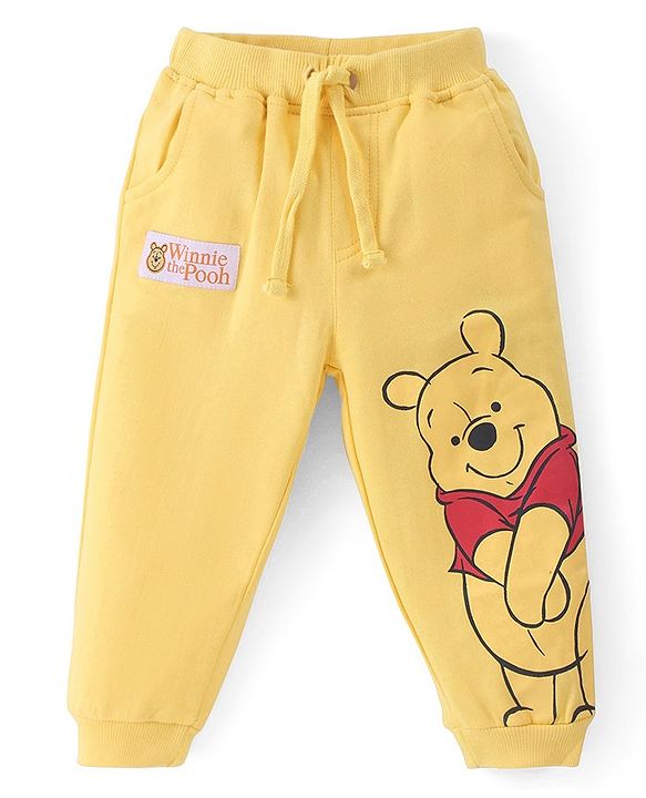 Babyhug Disney Terry Knit Full Sleeves Sweatshirt & Jogger With Winnie the Pooh Graphics and Sherpa Sleeves Detailing - Yellow