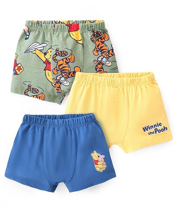 Babyhug Disney Lycra Knit Briefs with Winnie The Pooh Graphic Pack Of 3 - Multicolour