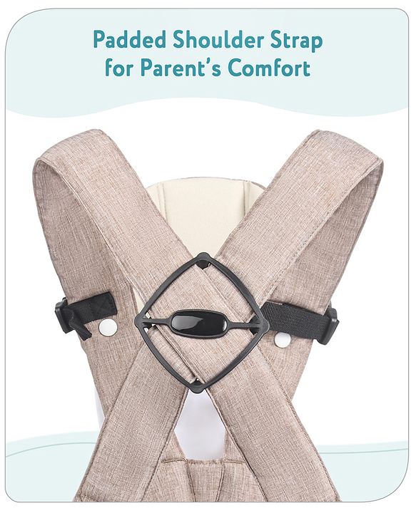 Babyhug Travel Nest Baby Carrier - 100% Polyester, 3 Carrying Positions (Inward Facing, Outward Facing, Back Carrying), Adjustable Straps, Lightweight Free Size (3.5-9kg, 3-12 Months), Hand Washable - Beige
