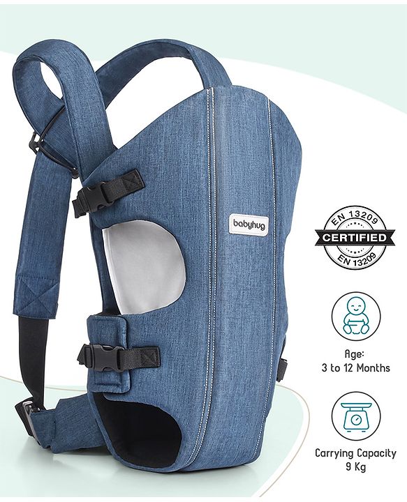 Babyhug Travel Nest Baby Carrier - 100% Polyester, 3 Carrying Positions (Inward Facing, Outward Facing, Back Carrying), Adjustable Straps, Lightweight Free Size (3.5-9kg, 3-12 Months), Hand Washable - Beige