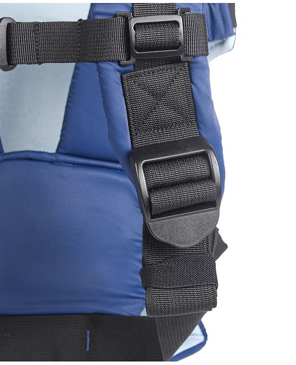 Babyhug Fortune Baby Carrier - 100% Polyester, 4 Positions (Horizontal, Inward, Outward, Back), Ergonomic for 0-12 Months (3.5-14 kg), Adjustable Waistband, Lightweight, Free Size, Hand Washable - Blue