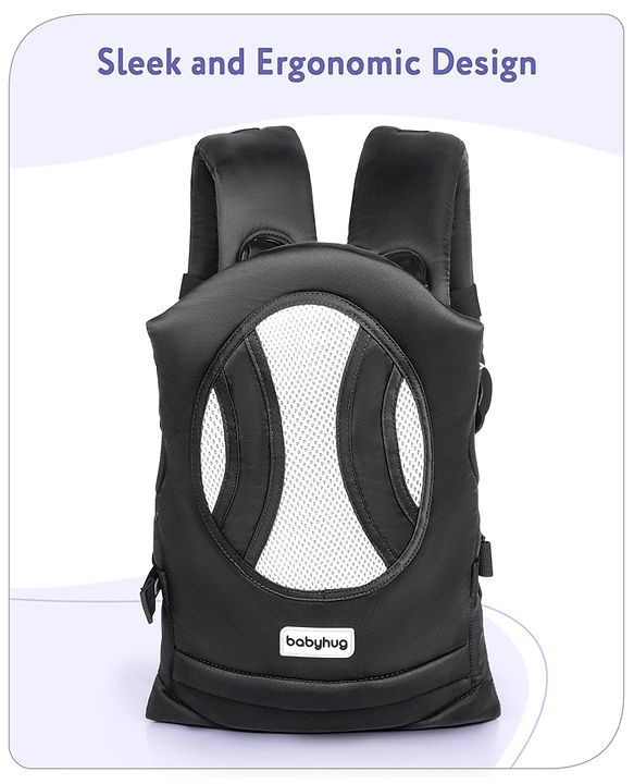 Babyhug Fortune Baby Carrier - 100% Polyester, 4 Positions (Horizontal, Inward, Outward, Back), Ergonomic for 0-12 Months (3.5-14 kg), Adjustable Waistband, Lightweight, Free Size, Hand Washable - Blue