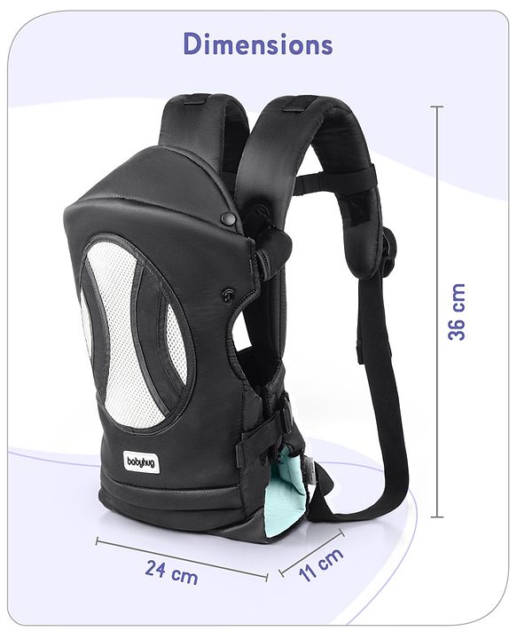 Babyhug Fortune Baby Carrier - 100% Polyester, 4 Positions (Horizontal, Inward, Outward, Back), Ergonomic for 0-12 Months (3.5-14 kg), Adjustable Waistband, Lightweight, Free Size, Hand Washable - Blue