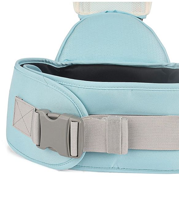 Babyhug Little Voyager Hip Seat Baby Carrier - 100% Polyester, 3 Positions (Inward, Outward, Back Carrying), Ergonomic Design for 4-36 Months (3.5-14.9kg), Adjustable Lumbar Belt, Lightweight, Free Size, Hand Washable - Grey
