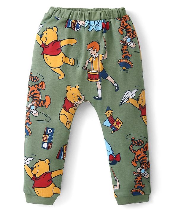 Babyhug Disney Cotton Knit Full Length Diaper Leggings with Winnie The Pooh Graphics Pack of 3 - Multicolour