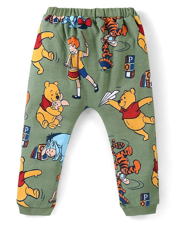 Babyhug Disney Cotton Knit Full Length Diaper Leggings with Winnie The Pooh Graphics Pack of 3 - Multicolour