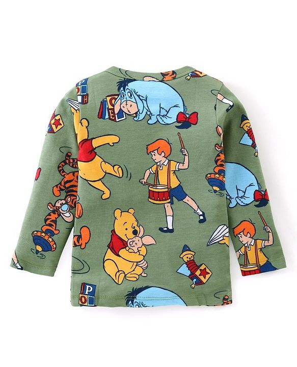 Babyhug Disney Interlock Cotton Knit Full Sleeves Jhablas With Winnie The Pooh Graphics with Badge Detailing Pack of 3- Yellow Green & Blue