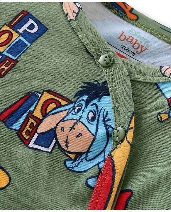 Babyhug Disney Interlock Cotton Knit Full Sleeves Jhablas With Winnie The Pooh Graphics with Badge Detailing Pack of 3- Yellow Green & Blue