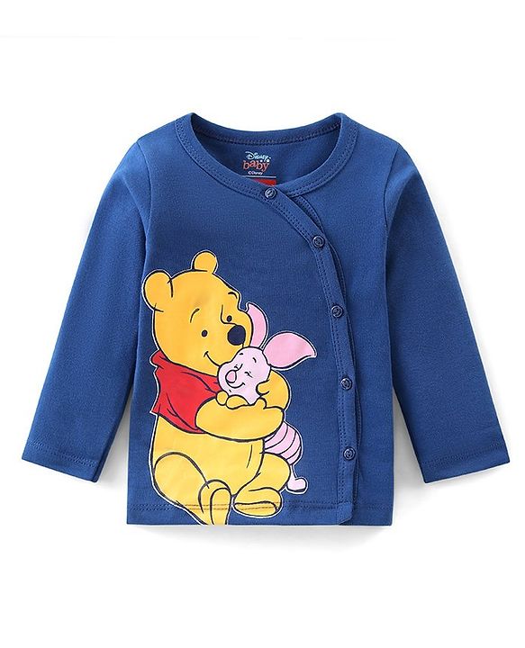 Babyhug Disney Interlock Cotton Knit Full Sleeves Jhablas With Winnie The Pooh Graphics with Badge Detailing Pack of 3- Yellow Green & Blue
