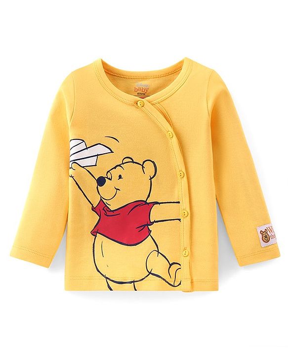 Babyhug Disney Interlock Cotton Knit Full Sleeves Jhablas With Winnie The Pooh Graphics with Badge Detailing Pack of 3- Yellow Green & Blue