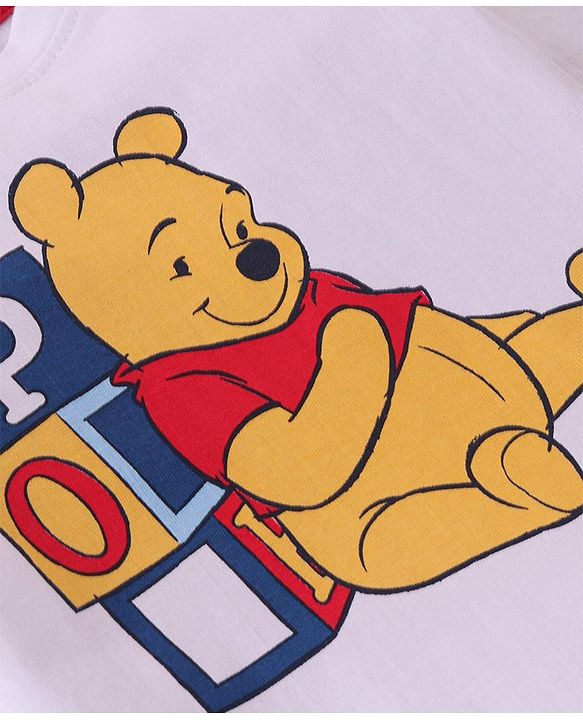 Babyhug Disney Single Jersey Knit Dungaree with Full Sleeve T-Shirt Winnie The Pooh Print - Olive Green & White