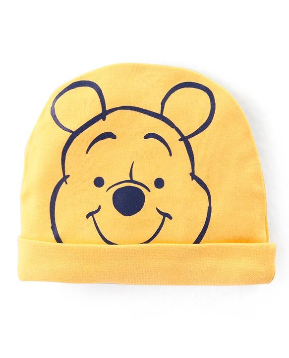 Babyhug Disney Interlock Knit Full Sleeves Onesie with Leggings and Cap Winnie The Pooh Graphic -Yellow & Light Green