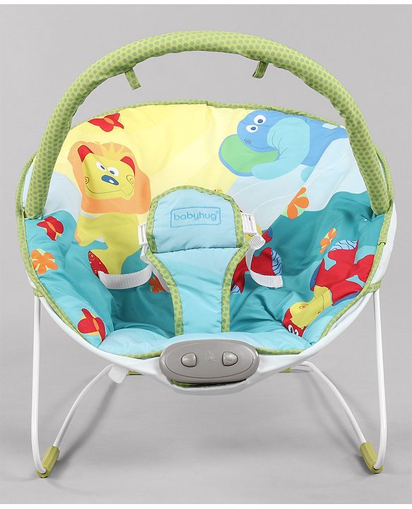 Babyhug Light Weight Comfy Bouncer With Music & Calming Vibrations Animal Print - Multicolour (Without Toys)