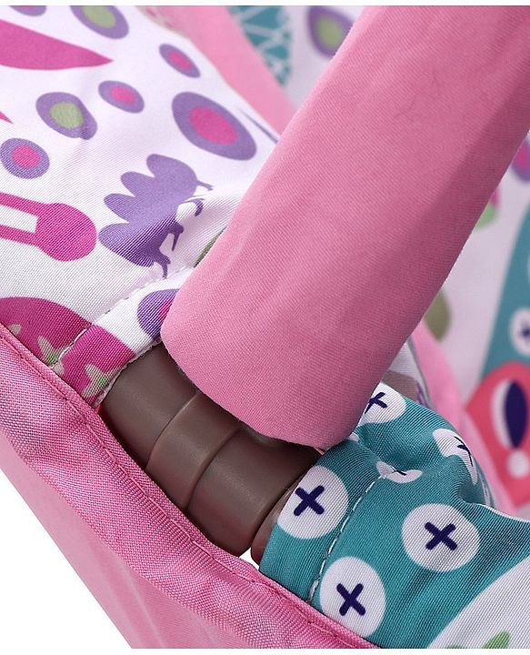 Babyhug Light Weight Comfy Bouncer With Music & Calming Vibrations Jungle Print - Pink (Without Toys)