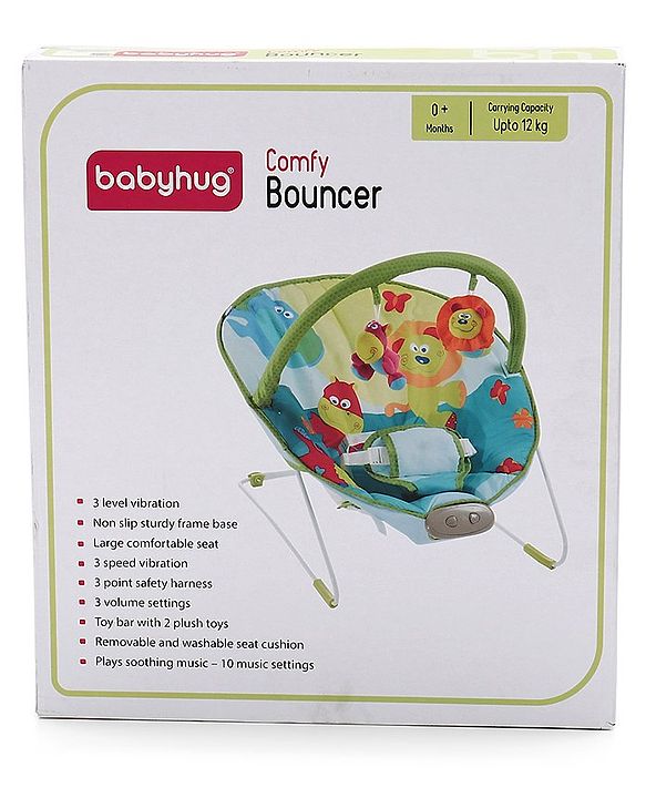 Babyhug Light Weight Comfy Bouncer With Music & Calming Vibrations Jungle Print - Pink (Without Toys)