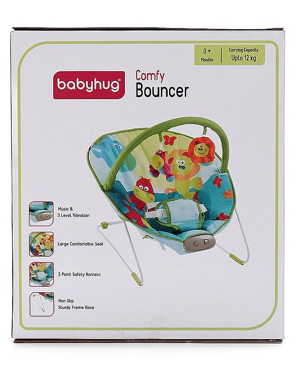 Babyhug Light Weight Comfy Bouncer With Music & Calming Vibrations Jungle Print - Pink (Without Toys)