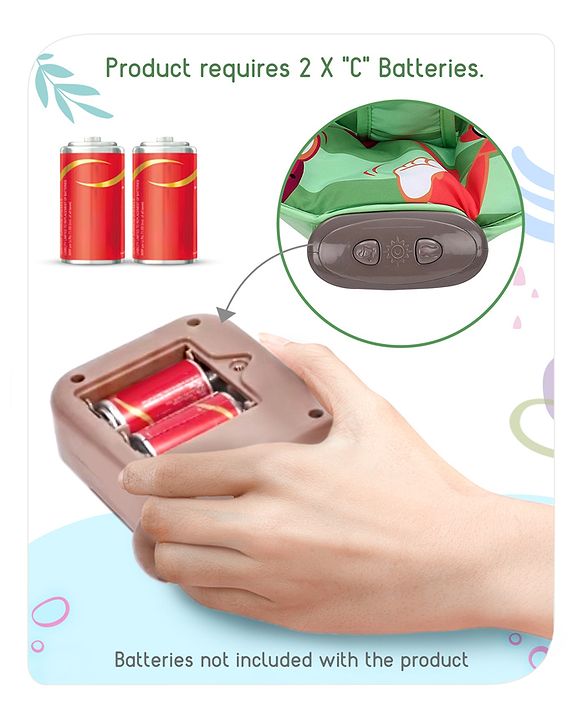 Babyhug Light Weight Comfy Bouncer With Music & Calming Vibrations Animal Print - Blue Green (Without Toys)