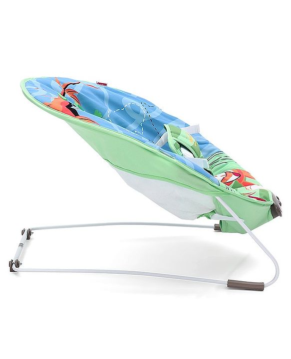 Babyhug Light Weight Comfy Bouncer With Music & Calming Vibrations Animal Print - Blue Green (Without Toys)