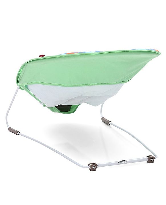 Babyhug Light Weight Comfy Bouncer With Music & Calming Vibrations Animal Print - Blue Green (Without Toys)