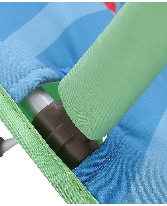 Babyhug Light Weight Comfy Bouncer With Music & Calming Vibrations Animal Print - Blue Green (Without Toys)