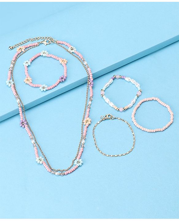Babyhug Necklace & Bracelets Set Floral Applique - Multicolor