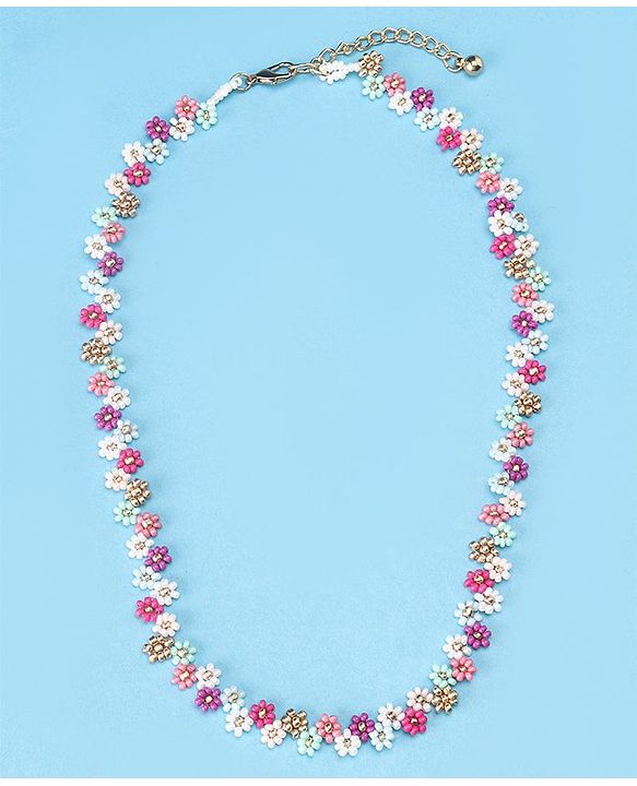 Babyhug Zig-Zag Necklace & Bracelets Floral Applique - Multicolor
