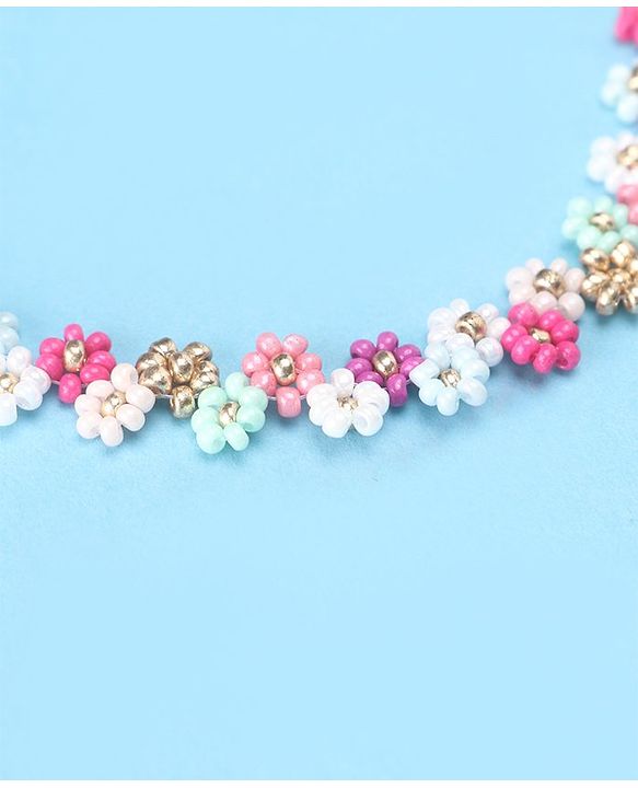 Babyhug Zig-Zag Necklace & Bracelets Floral Applique - Multicolor