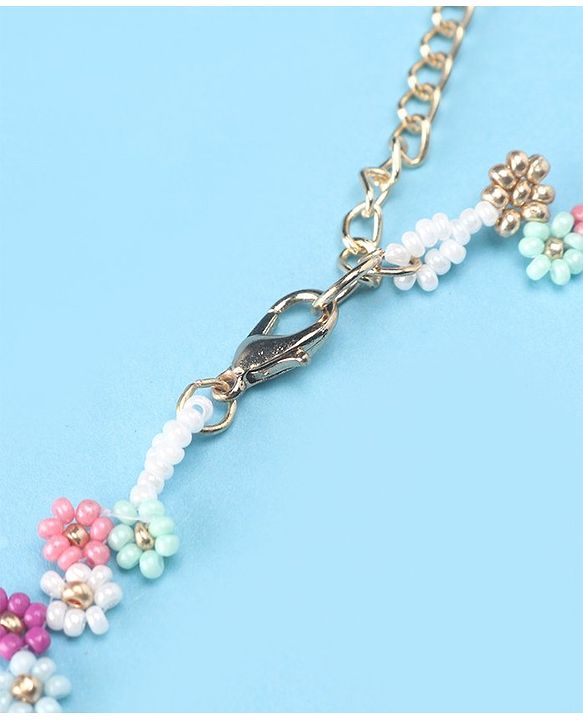 Babyhug Zig-Zag Necklace & Bracelets Floral Applique - Multicolor