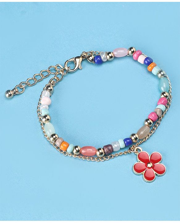 Pine Kids Bracelet Double Layered  with Floral Applique - Multicolor