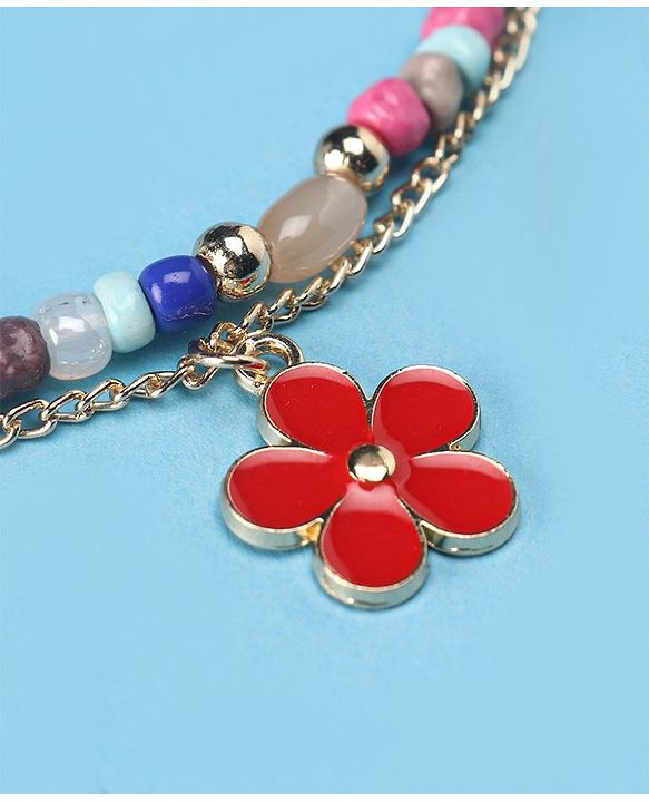 Pine Kids Bracelet Double Layered  with Floral Applique - Multicolor
