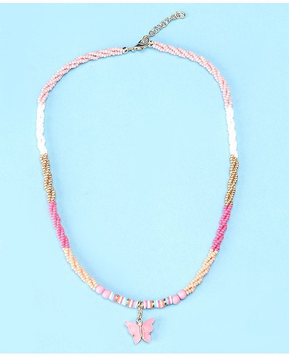 Babyhug Beads Necklace & Bracelets with Butterfly Applique - Multicolor